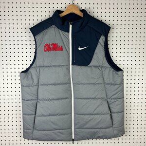 Ole Miss Rebels Nike Puffer Vest Men's 2XL Gray Full Zip Sideline Insulated